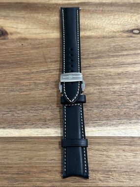 Bell & Ross Black Leather Watch Strap with deployment clasp OEM